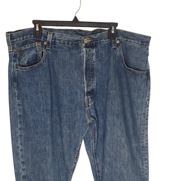 Levis 501 Jeans Mens 42x30 Blue Denim Straight Leg Button Fly Classic Fit - Picture 4 of 16